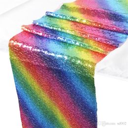 30 * 180 cm tafelloper Exquisite Polyester Fiber Rainbow Color Sequin Tafelkleed voor Home Party Decoratie Benodigdheden Hoge kwaliteit 26HB BB