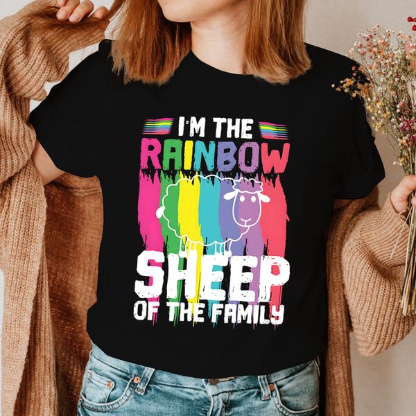 Camisetas con estampado de oveja arcoíris para mujer, camisetas LGBTQ Pride, camiseta informal divertida Gay, ropa de Hip Hop para mujer, camiseta Hipster para chica Yong