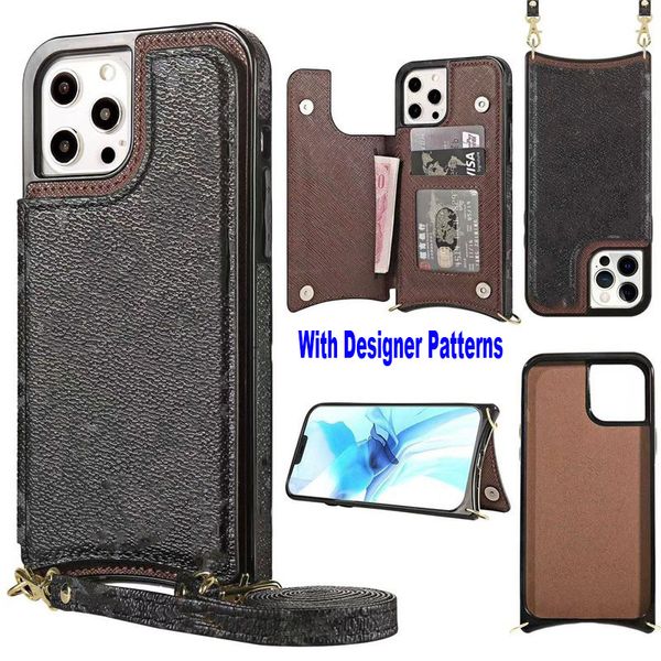 Fashion Wallet iPhone 14 Pro Max Cases Funda de billetera con patrón de monograma clásico iP13 12 11 Diseños de lujo Antideslizante Resistente a los arañazos con ranura para tarjeta Estuche para teléfono de diseñador