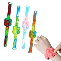 Bracelet à bulles en Silicone arc-en-ciel, fossettes, jouet sensoriel, jeu de décompression des doigts, anti-Stress, jouets éducatifs