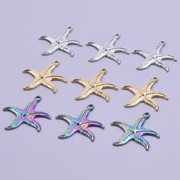 Rainbow / Silver / Gold Color Starfish Pendants for Bijoux Making Charm Ocean Animal Mix Titanium Steel Charms Bulk Wholesale Articles