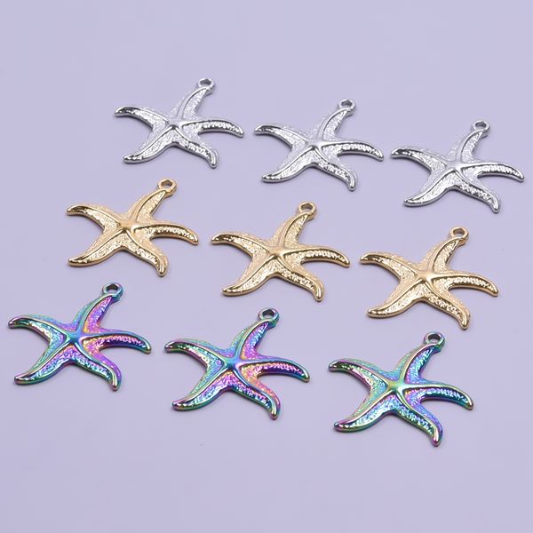 Pendientes de estrella estrella de estrella estrella de color arcoiris/plata/oro para joyas que hacen encanto de océano animal mix titanium acero acero artículos al por mayor