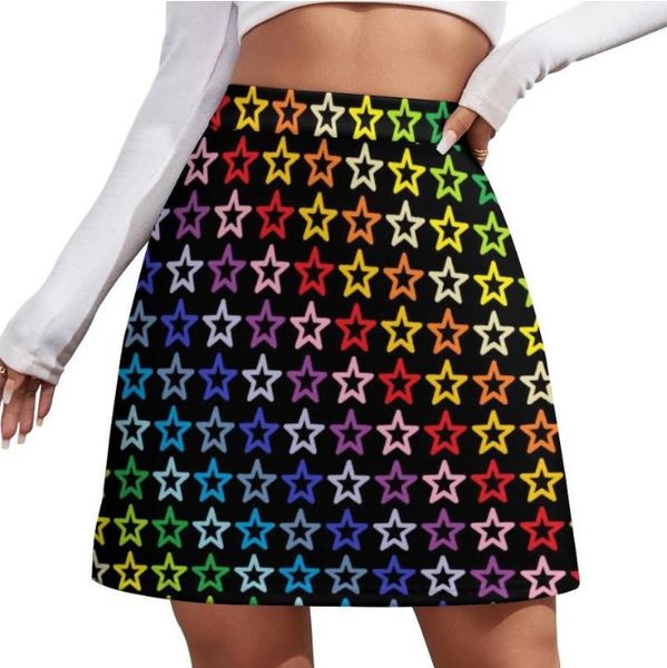 Arc-en-ciel jupe femme Gay Pride drapeau imprimer mignon Mini jupes été rue mode taille haute surdimensionné décontracté a-ligne jupe