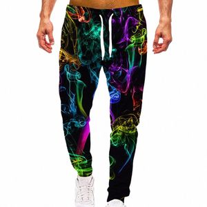 Rainbow Smoke Loose Camo Track Gym Pantalons de survêtement Hommes Hip Hop 3D Imprimer Sport Jogger Pantalon décontracté Pantalon de survêtement avec cordon de serrage Vêtements w3eL #