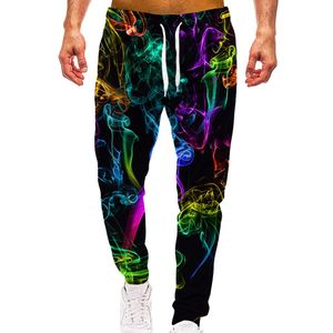 Rainbow Smoke Loose Camo Track Gym Sweat Pants Men Hip Hop 3D Print Sport Jogger Casual broek Toeste trekkoord -kleding kleding 240422