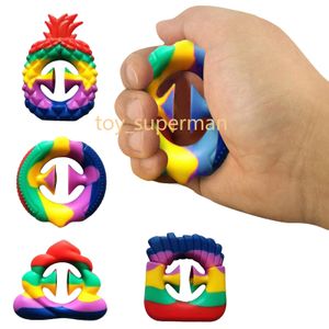 Rainbow Snap Fidget Speelgoed Grab Sensorische Popper Siliconen Anti Stress Hand Grip Toy Ball Snappers Fidgets Snelzy Decompression Ring Push Bubble