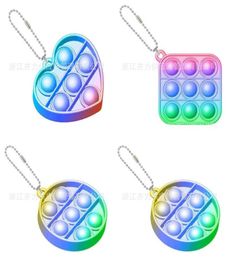 Rainbow Square Circle Round Fidget Keychain Push Bubble Key Toys Toys Sensory Bubbles Popper Board Game Sensory Toy Axiet3608729