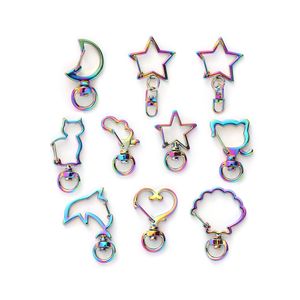 Arc-en-ciel étoile coeur nuage lapin lune fleur porte-clés en métal porte-clés anneaux unisexe porte-clés accessoires