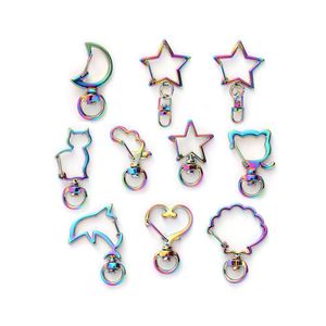 Rainbow Star Heart Cloud Rabbit Moon Flower Keychains Metal Key Chain Ring Rings Uni Keyring Holder Accessoires Drop levering DHXBS