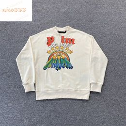 24ss étoiles arc-en-ciel lettres motif imprimé coton épais coton col rond lâche hommes et femmes automne et hiver pull pull