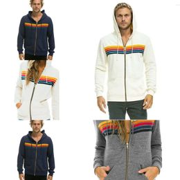 Regenboog gestreepte lange mouwen dames hoodies unisex Aviator Nation 5 Stripe Zip Hoodie vrouwen Zip-up sweatshirt lange mouw vrouw Boy's Streetwear Stijlvol 52