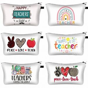 Bolsas cosméticas de estampado de profesor de Rainbow Bolsas de maquillaje de día de los maestros felices Mujeres Casas de la maestra CASE COSMÉTICO RETO P1KY#