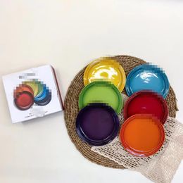 Rainbow Teaware sets rond Plat Home Céramique Belle assiette Western Food Gift Box