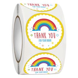 Rainbow Thank You Stickers 1in zelfklevende ronde verjaardagstickers cadeaubesters voor envelopafdichtingen, cadeauverpakking, feestvoordeel, bruiloften en babydouche 1222490