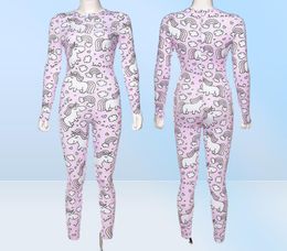 Rainbow Unicorn Print Rompers Womens Jumpsuit Sporty Long Sleeve Body Fitness Active Wear Jumps Curnets Cute Girl T2004015626152