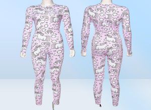 Rainbow Unicorn Print Rompers Womens Jumpsuit Sporty Long Sleeve Body Fitness Active Wear Jumps Assocites Cute Girl T2004019095935