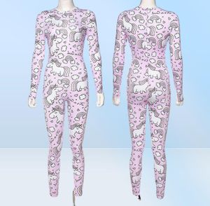 Rainbow Unicorn Print Rompers Womens Jumpsuit Sporty Long Sleeve Body Fitness Active Wear Jumps Assocites Cute Girl T2004013887905