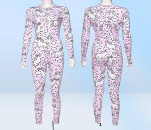 Rainbow Unicorn Print Rompers Womens Jumpsuit Sporty Long Sleeve Body Fitness Active Wear Jumps Assocites Cute Girl T2004015730755