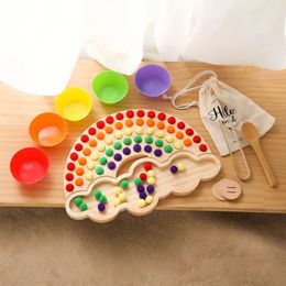 Jouet de serrage de boule de plaque de bois arc-en-ciel, jouets Montessori en bois éducatifs pour 3 à 6 ans, jouets sensoriels pour enfants 231225