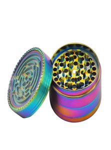 Rainbow Zinc Alliage Fumer Herb Grinder avec jeu de labyrinthe 63 mm 4 pièces Metal Tobacco Grinder Smoke Grinders for Hand Toon Pipe Acpes3393509