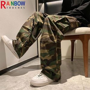 Regenboogtouches camouflage pant mode mannen vracht casual vintage stijl jogging heren trendy oversized losse broek 220810