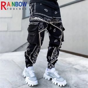 Rainbowtouches Cargo pantalons de survêtement poche zippée hommes pantalons Bandana motif tissu course hommes pantalons 220809