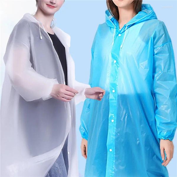 Chubasqueros 1 unid adulto impermeable impermeable reutilizable EVA lluvia poncho para niños niñas mujeres transparente transparente traje de lluvia estudiante