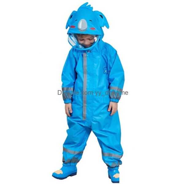 Impermeables 3-10 años Niños Dibujos animados Impermeable Al aire libre Mono impermeable Ainwear Abrigo Mticolor Unisex Niños Rana Jirafa 210925 Drop Dhflg