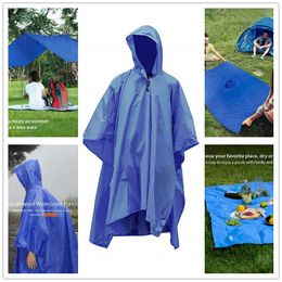 Regenjassen 3 In 1 wandelen Poncho Rain Coat Backpack Waterdicht zeet met kap jagen Poncho Outdoor Camping Tent Mat Luifel Shelter 230414