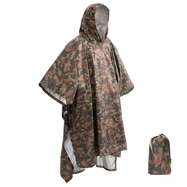 Imperméables 3 en 1 en plein air militaire imperméable imperméable manteau de pluie hommes femmes auvent de la moto poncho tapis de pique-nique 230920