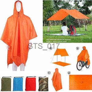 Imperméables 3 en 1 Portable Pare-Soleil Camping Bâche Tapis de Sol Imperméable Extérieur Imperméable Pluie Poncho Sac à Dos Couverture pour Randonnée Pique-Nique Tente x0724