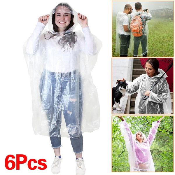 6 pièces imperméable jetable unisexe épaissi étudiant adulte Portable d'urgence imperméable à l'eau pluie Ponchos Camping cyclisme voyage