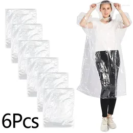 Chubasqueros 6 unids desechable transparente capa de lluvia adulto emergencia impermeable impermeable para mujeres hombres viajes camping senderismo capucha poncho