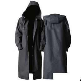 Regenmäntel Adt Lange Regenmantel Männer Frauen Undurchlässige Regenbekleidung Eva Schwarz Outdoor Wandern Reisen Wasserdicht Mit Kapuze Regenmantel Poncho Thicke Dhazg