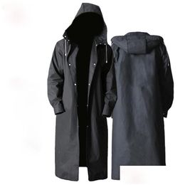 Manteaux de pluie imperméables noirs longs imperméables femmes hommes manteau de pluie à capuche pour la randonnée en plein air voyage pêche escalade épaissie mode adt dhmdd