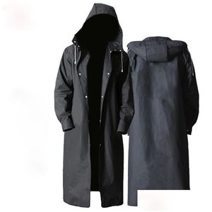 Imperméables Noir imperméable long imperméable femmes hommes manteau de pluie à capuche pour la randonnée en plein air voyage pêche escalade épaissie mode adt d dhda6