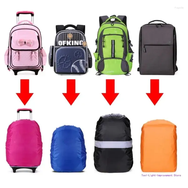 Impermeables C63E Cubierta de mochila impermeable con tiras reflectantes para senderismo al aire libre Protector de bolsa de escalada