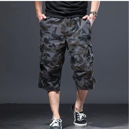 Imperméables Camouflage longue longueur Cargo Shorts hommes été décontracté Multi poche coton culotte chaude Capri pantalon tactique militaire Shorts 5xl