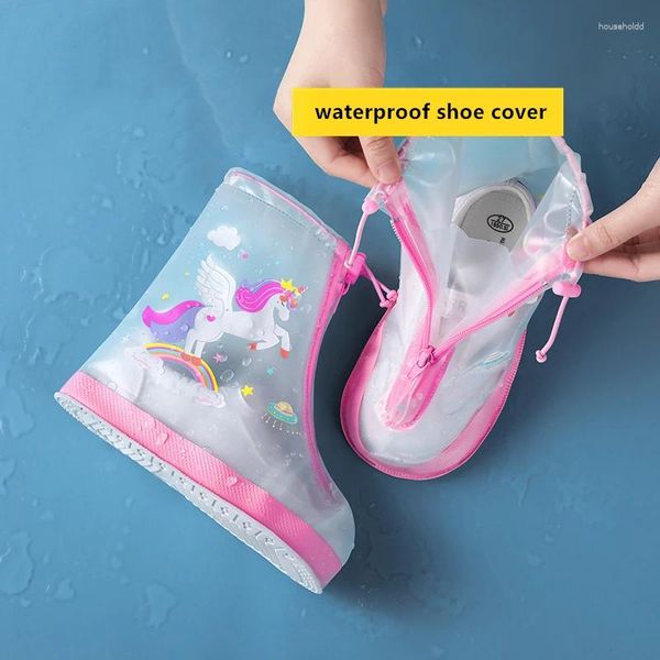 Chubasqueros para niños, cubierta impermeable para zapatos, botas de lluvia reutilizables ajustables, protectores antideslizantes resistentes al desgaste