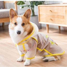 Revanutas Corgi Dog Raincoat Welsh Corgi Improiector Pet Cloth para perros pequeños Jackets Transparentes Pug York Husky Rainwear