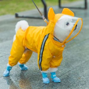 Regenjassen Schattige beervorm Hondenregenjas Puppy-regenjas Volledige lichaamsbedekking met hoed Reflecterend dubbellaags Waterdicht Hondenmantel met capuchon
