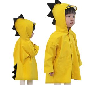 Kids Dinosaur Raincoat, Polyester Waterproof Rain Coat for Boys and Girls, Toddler Outdoor Rain Poncho - Yellow