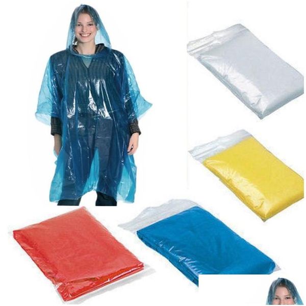 Imperméables Imperméables Jetables Adt Urgence Imperméable Randonnée En Plein Air Capuche Haie Poncho Uni Voyage Cam Tourisme Transparent Manteau De Pluie Dhvnu