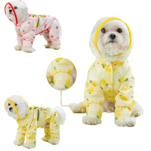 Chubasqueros para perros con estampado de frutas, ropa para perros y mascotas, bonito chubasquero de cuatro pies, ropa para perros, gatos, pequeños, impermeables, para todas las estaciones, moda Yorkshire