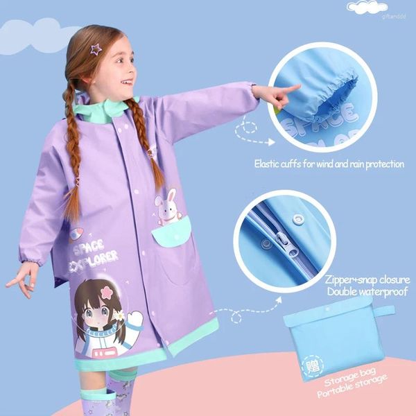 Impermeables EVA para niños para niñas y estudiantes de escuela primaria, bolsas impermeables de cuerpo completo, impermeable