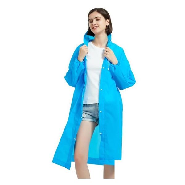 Raincoats Eva imperméable non jetable Adt Fashion Clear Rainwear Poncho Tourisme de plein air Épaissir Designs Slicker réutilisable DHS Sn4206 Dhz7O