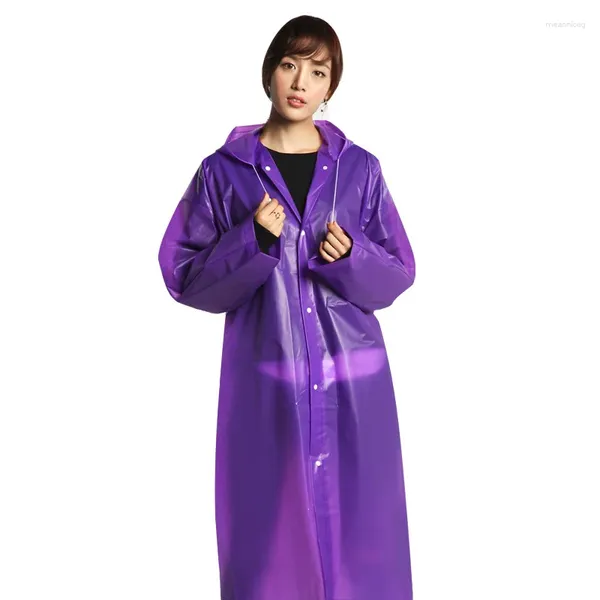 Mode EVA Femmes Homme Raincoat Épaissi Imperméable Pluie Poncho Manteau Adulte Clair Transparent Camping À Capuche Costume De Pluie