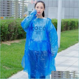 Regenjassen mode plastic plastic regenkleding split ontwerp pure kleuren cam must raincoat een keer wegwerp regen slijtage unisex 1 8fs e dh1fb