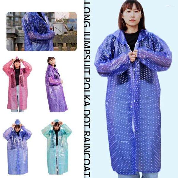 Polka à la mode à la mode pour les hommes Femmes One-Pice Long épaissis translucides marche extérieure et voyage Poncho Jac N1q9