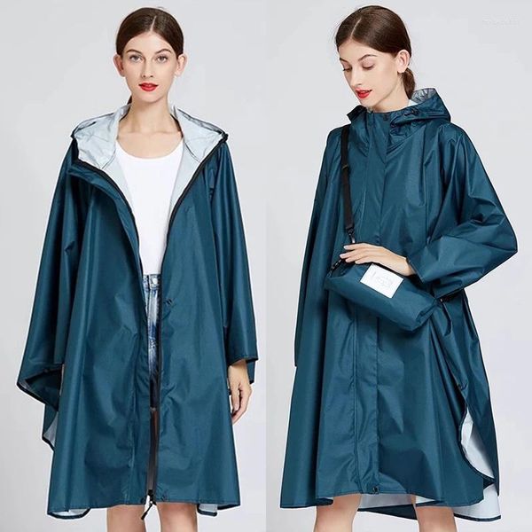 Manteau de pluie imperméable à capuche, couverture de poncho, imperméable ou femme, fermeture éclair imperméable, revêtement PU avec sac de rangement, taille libre